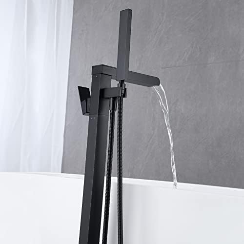 Wowkk Freestanding bathtub Faucet Brass Black 12 Fast Flow ceramic cartridgeLifetime warranty