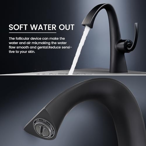 Curved Single-Handle Bathroom Faucet Matte Black