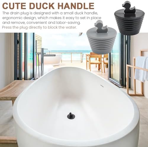 2Pcs Silicone bathtub stopper set with duck handle