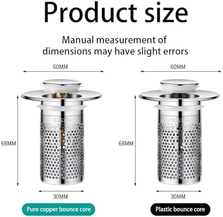 Stainless Steel Bath Sink Drain Hair Catcher 2-Piece Effortless Experience