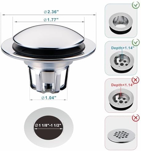 WELSAN Universal Chrome Sink Drain Stopper