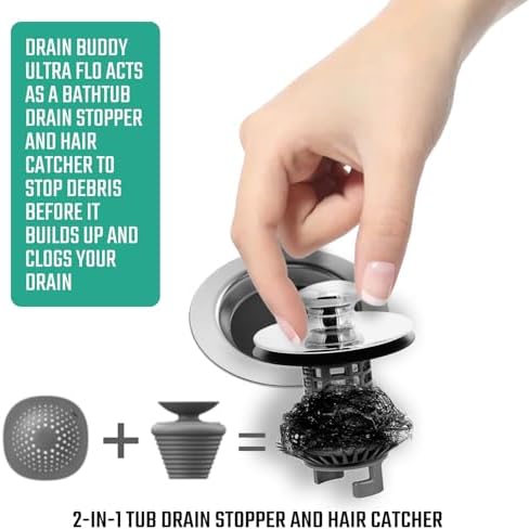 2-in-1 Clog Preventer Hair Catcher for Bathtubs and Utility Sinks
