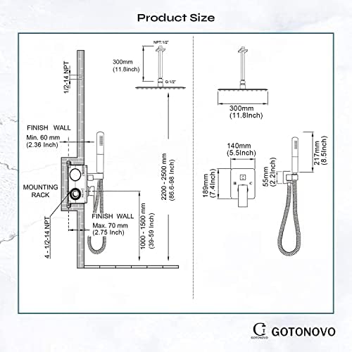 Ceiling-Mount Ferberized Touch-On Faucet Matte Black 12 Square Head