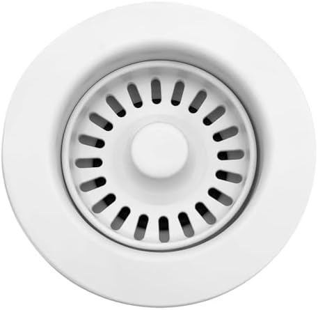 White Kitchen Sink Drain Strainer Kit with Removable Basket for GraniteFireclay Sinks