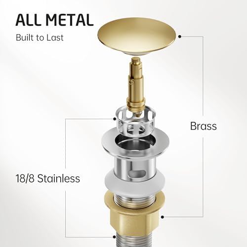 KES All Metal Bathroom Sink Drain with Strainer Basket