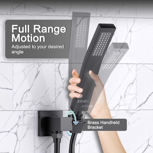 12-Inch Black Shower System with Rain Shower Head