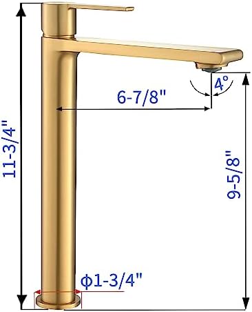 Casta Diva Tall Faucet for Vessel Sinks Single Handle Rust-Resistant