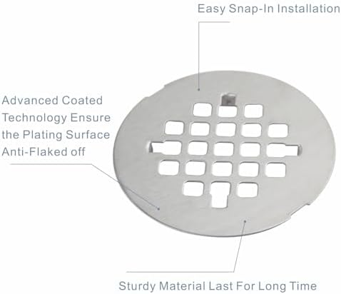 Sturdy Effortless Hidrop Brushed Nickel Snap-in Shower Drain Cover