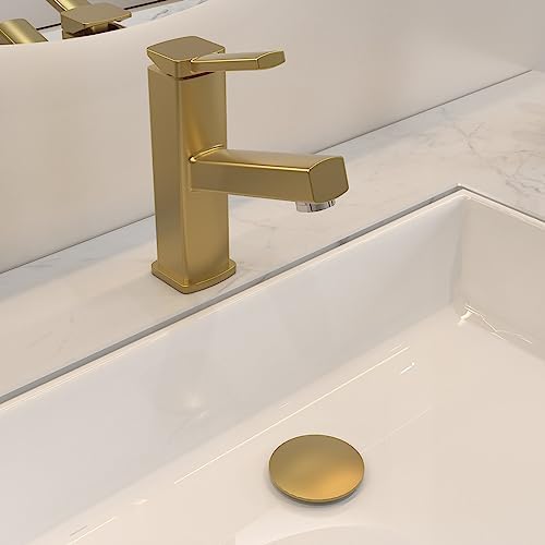 Bathroom Sink Drain Stopper with Hair Catcher Brushed Gold