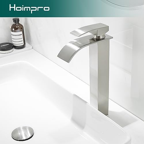 Hoimpro Brushed Nickel Single Hole Faucet for Washroom