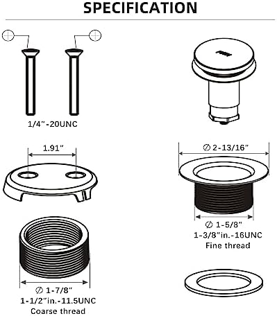 All Metal bathtub drain kit with tip-toe for all uses