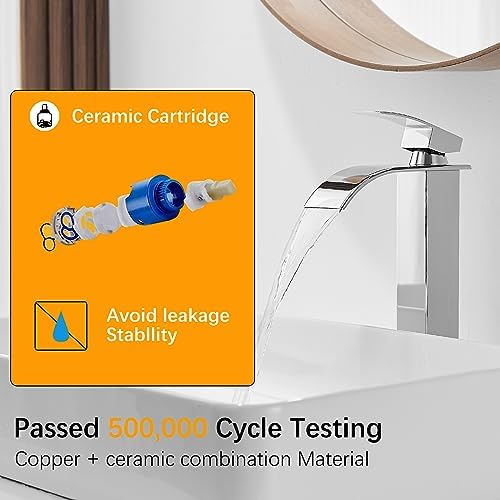 BESy Single-Handle Polished Chrome Waterfall Faucet