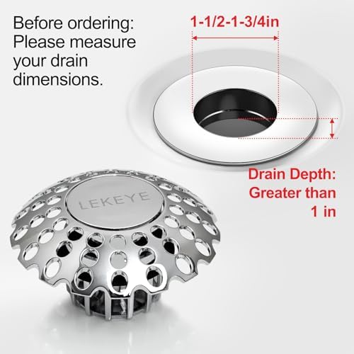 Lekeye 1-12 to 1-34 bathtub plug with shower drain hair catcher