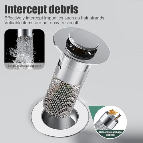 2Pcs 133-157inch Bathroom Sink Stopper Anti Clog Drain Strainer