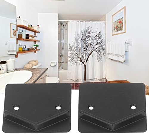 2-Piece Black Shower Curtain Rod Holder Impact-Resistant Wall-Mounted