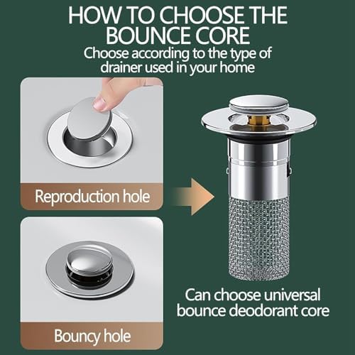 JOYO Stainless Steel Bathroom Sink Hair Catcher Drain Strainer