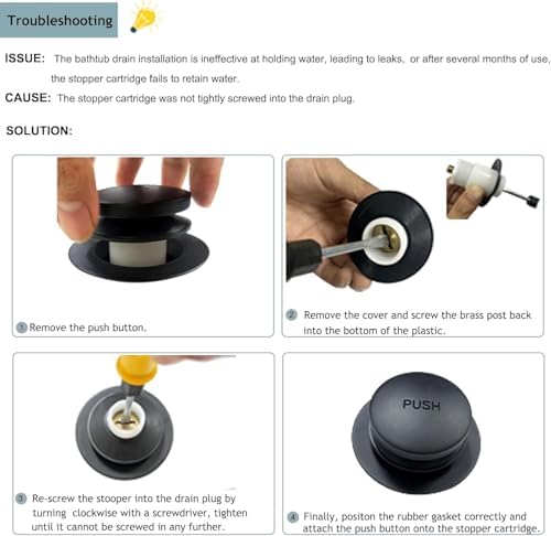 HeiLuon Tip-Toe Bathtub Drain Kit with Overflow Plate