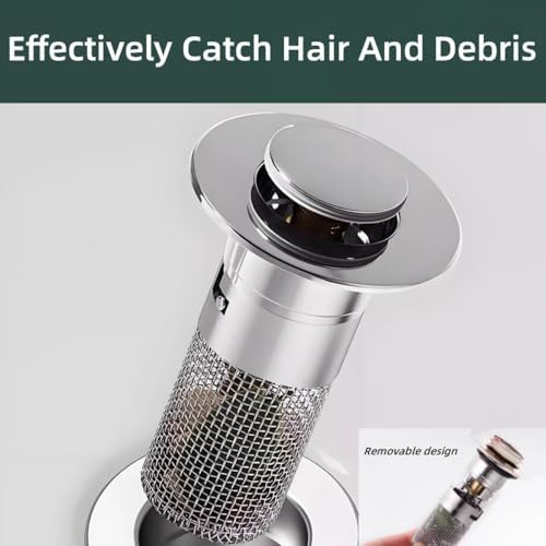 Stainless Steel Pop Up Sink Drain Strainer Hair Catcher