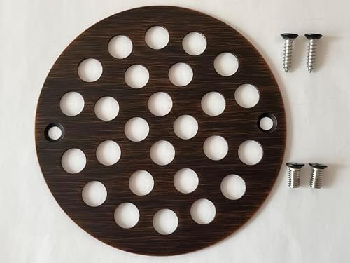 4-Inch Screw-In Round Shower Drain Cover with Screws Oil Rubbed Bronze