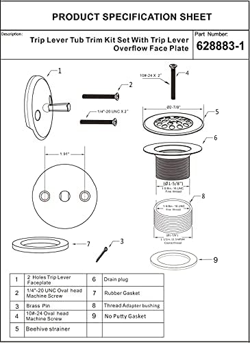 Artiwell Champagne Bronze Tub Trim Kit Set 1