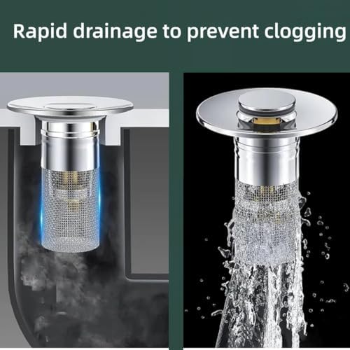 Stainless Steel Pop Up Sink Drain Strainer Hair Catcher