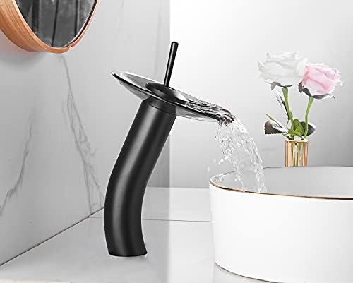 Bath Basin Faucet Black Glass Spout 360 Flow