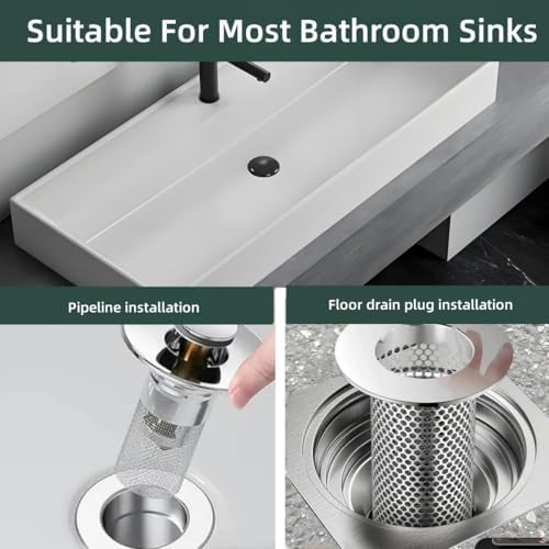 Stainless Steel Pop Up Sink Drain Strainer Hair Catcher