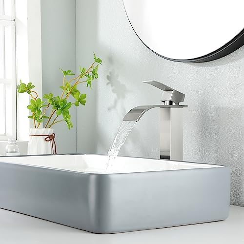 Single-Handle Vessel Sink Faucet with Brushed Nickel Finish