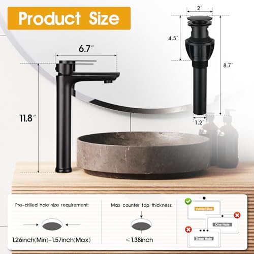 NOHALIPY Matte Black Vessel Faucet