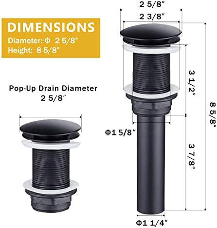 Yodel Faucet Bathroom Sink Drain Without Overflow