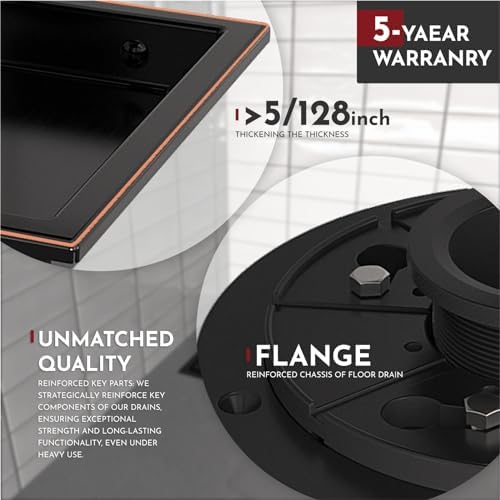 6 Square Shower Floor Drain with Flange