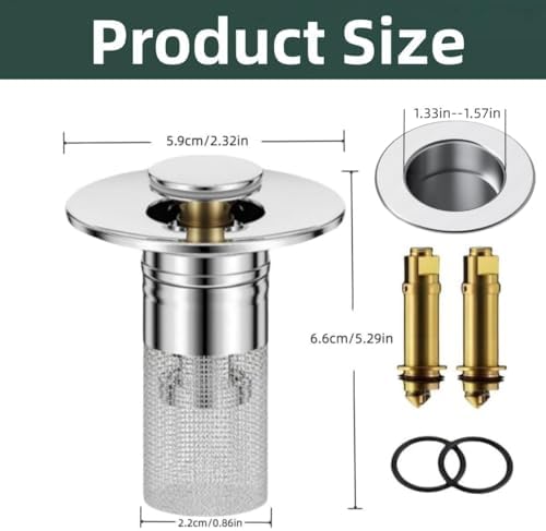 Stainless Steel Pop Up Sink Drain Strainer Hair Catcher