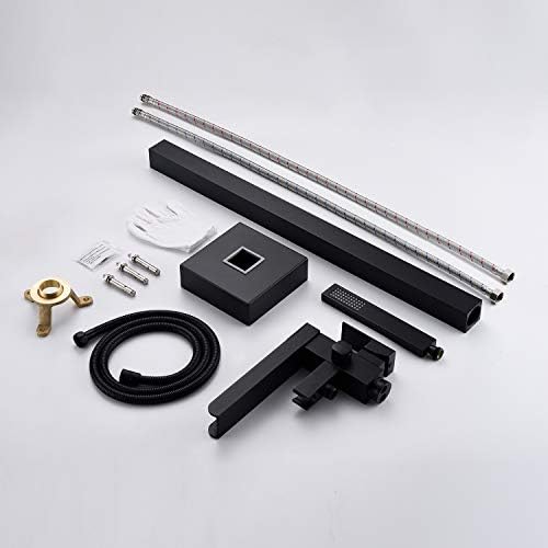 Wowkk Freestanding bathtub Faucet Brass Black 12 Fast Flow ceramic cartridgeLifetime warranty