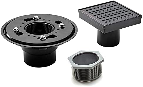 HEATGENE 4-Inch Square Shower Drain with Venetian Bronze