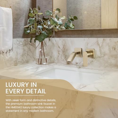 Wall-Mounted Bathroom Faucet Gold Finish