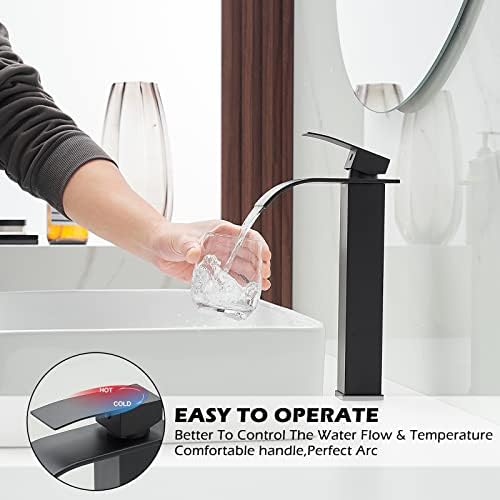 BWE Touch On Faucet Black Vessel Sink Single Handle Single Hole