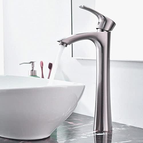 KINGO HOMEContemporary Tall Vessel Sink Faucet Brushed Nickel Vanity Mixing Bar Tap