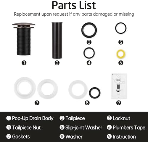 KES Pop Up Drain Stopper Oil Rubbed Bronze Bathroom Sink Drain No Overflow