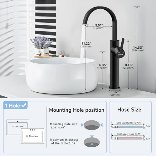 Hurran Matte Black Vessel Sink Faucet
