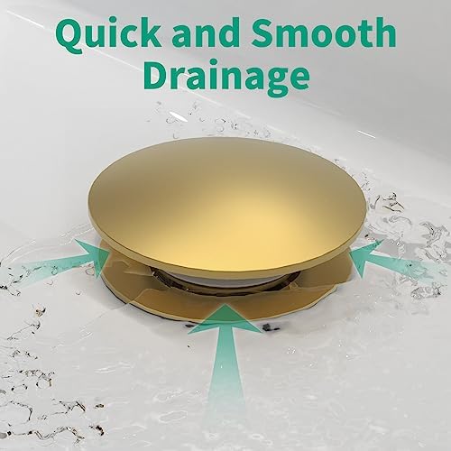 Bathroom Sink Drain Stopper with Hair Catcher Brushed Gold