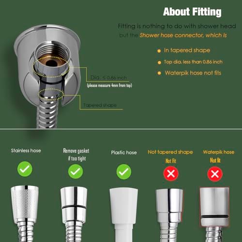 Rivwood All Metal Handheld Shower Holder - Wall Mount Screw-in Adhesive Mount Chrome