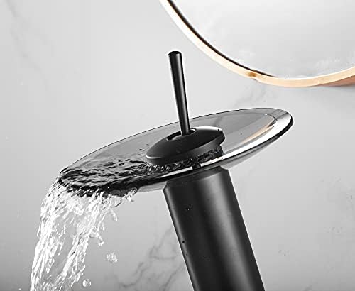 Bath Basin Faucet Black Glass Spout 360 Flow