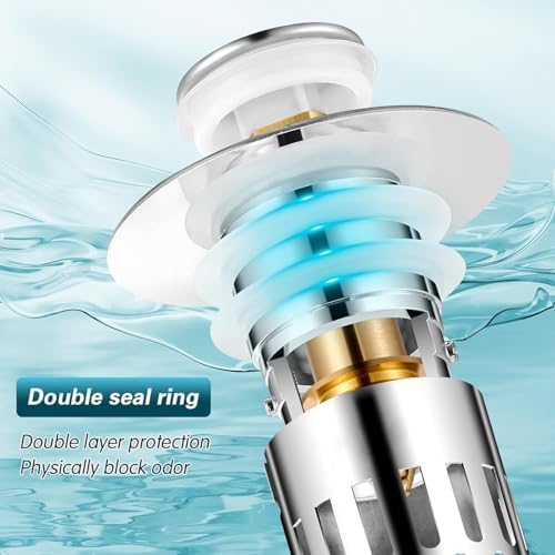 2025 New Universal Pop-Up Sink Stopper with Hair Catcher