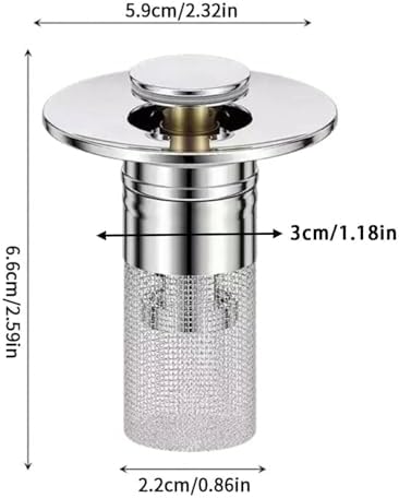 JOYO Stainless Steel Bathroom Sink Hair Catcher Drain Strainer