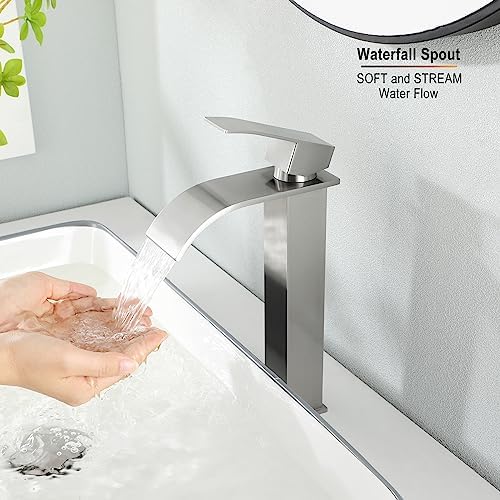 Single-Handle Vessel Sink Faucet with Brushed Nickel Finish