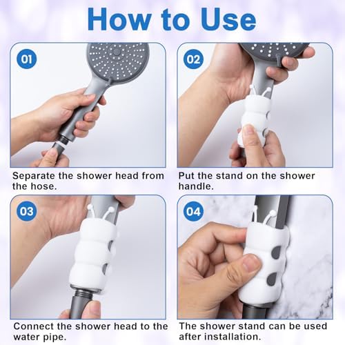 3pcs Universal Silicone Shower Head Holder with Suction Cup - White 1