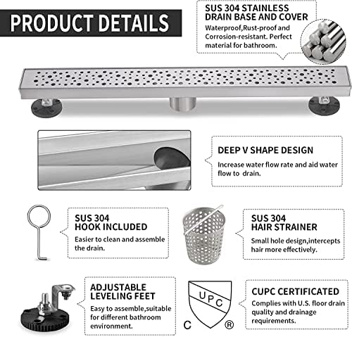 BAUNVB Linear Shower Drain 32 Inch SD-099