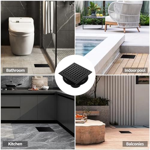 Matte Black 6 Shower Drain
