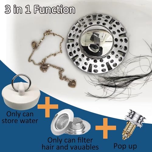 AzWzz Universal Tub Stopper Hair Catcher Drain Plug