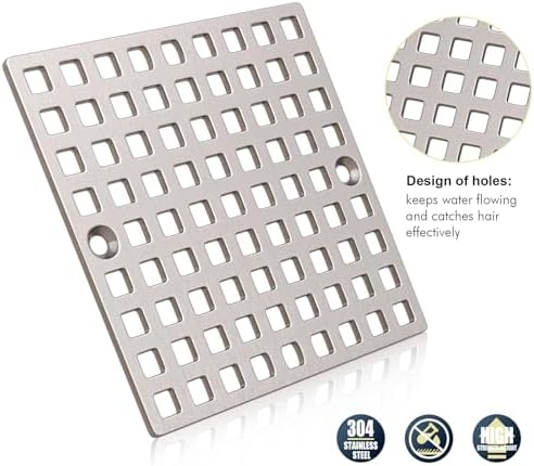 Yaseingoo 4-inch brushed nickel square shower drain cover